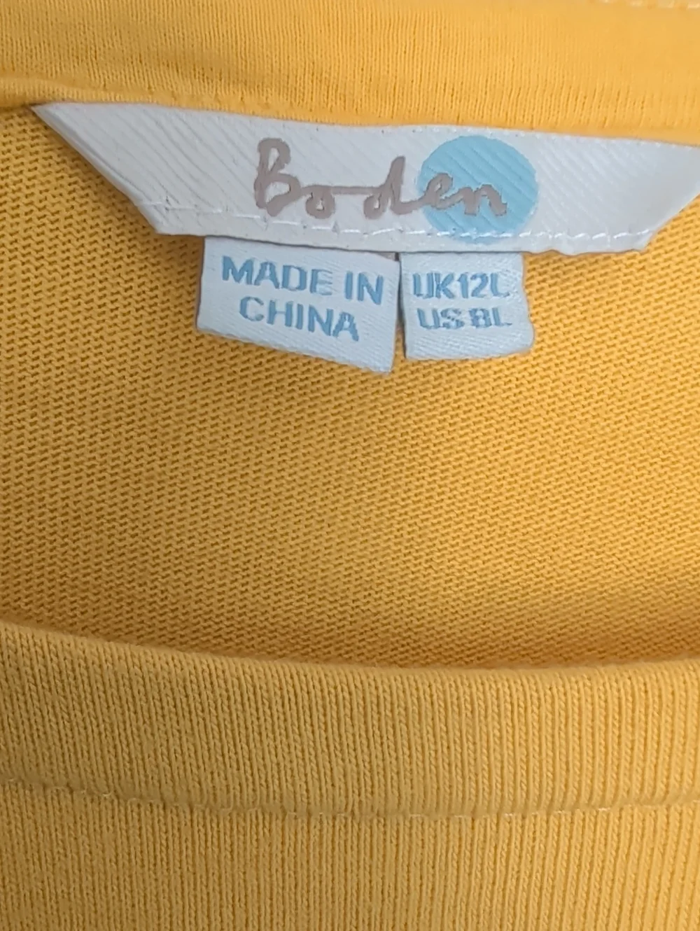 Boden Striped Navy Yellow Long-Sleeve Shift Dress Blue Pockets 12L Block Vintage